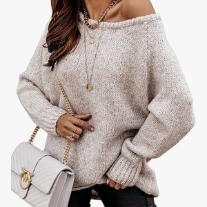 Casual Long Sleeve Crew Neck Knitted Oversized Pullover Loose Fit Sweater